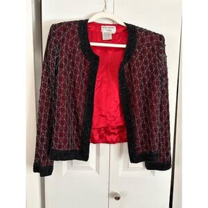 Papell Boutique Vintage Beaded Silk Jacket Size Large‎